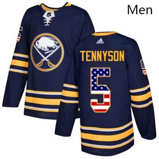 Mens Adidas Buffalo Sabres 5 Matt Tennyson Authentic Navy Blue USA Flag Fashion NHL Jersey
